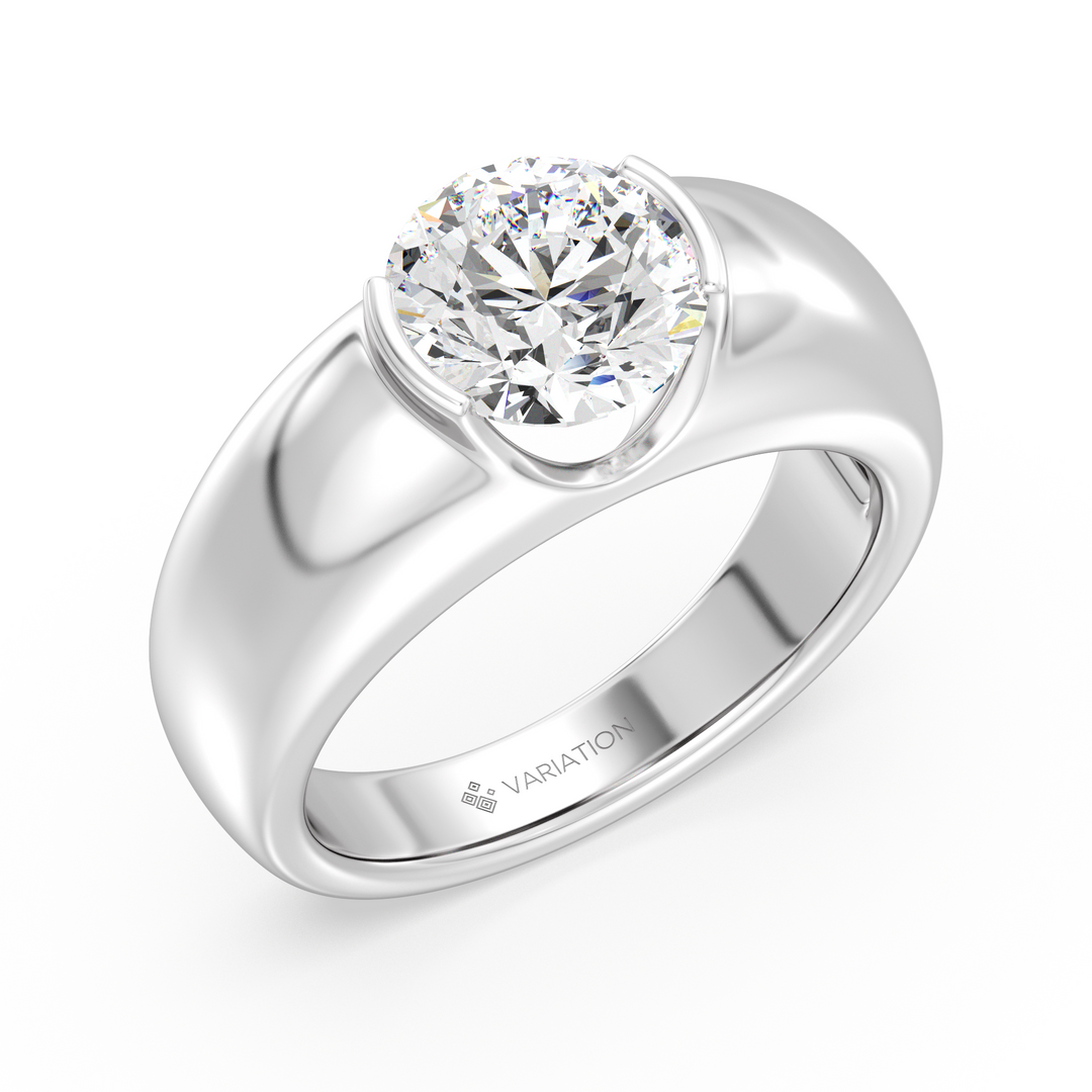 Round Brilliant Cut Lab Grown Diamond Bezel Solitaire Ring in 18K White Gold