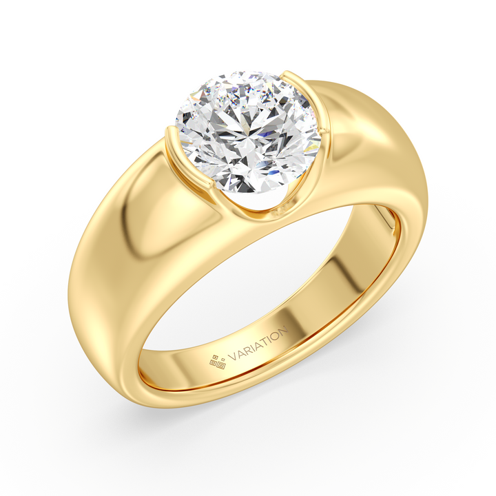 Round Brilliant Cut Lab Grown Diamond Bezel Solitaire Ring in 18K Yellow Gold