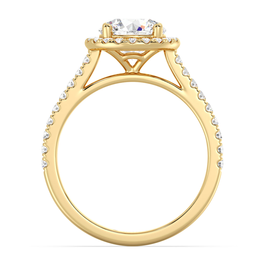 Round Brilliant Diamond Engagement Ring with Vintage-Inspired Scalloped Halo in 18K Yellow Gold