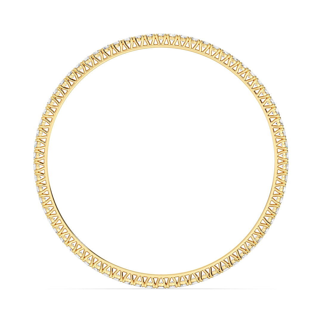 Round Brilliant Diamond Eternity Bangle with 70 Diamonds in Yellow Gold