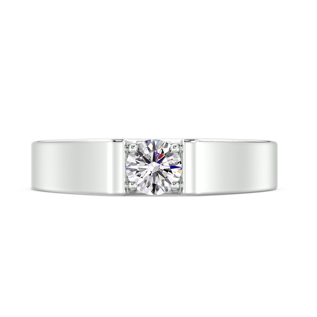 Round Brilliant Diamond Signet Ring in Premium Platinum