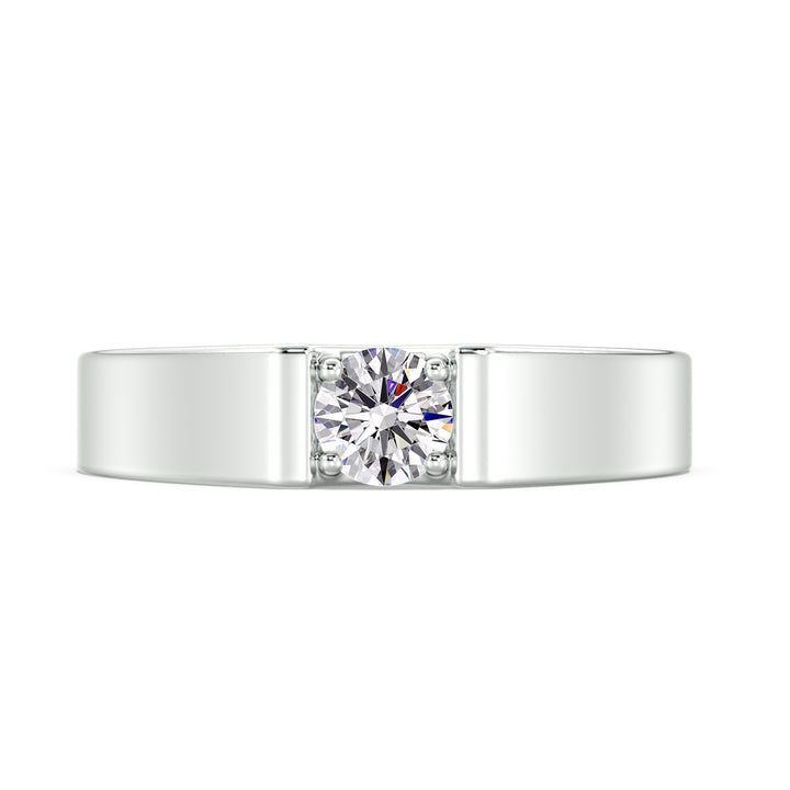 Round Brilliant Diamond Signet Ring in Premium Platinum