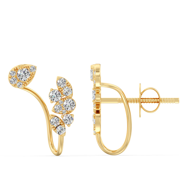 Round Brilliant Lab Grown Diamond Cluster Stud Earrings in 18K Yellow Gold