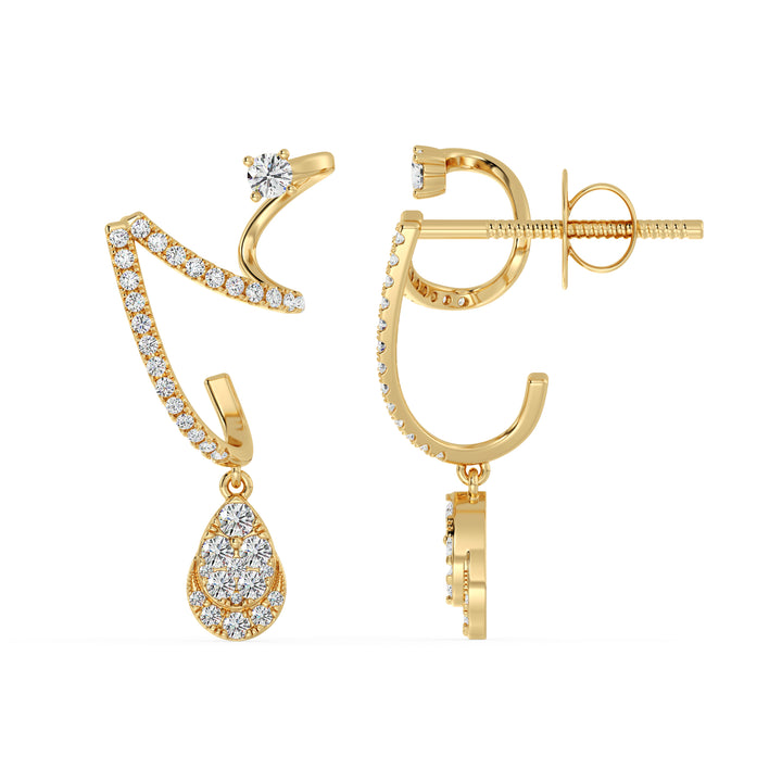 Round Brilliant Lab Grown Diamond Drop Earrings in 18K Yellow Gold