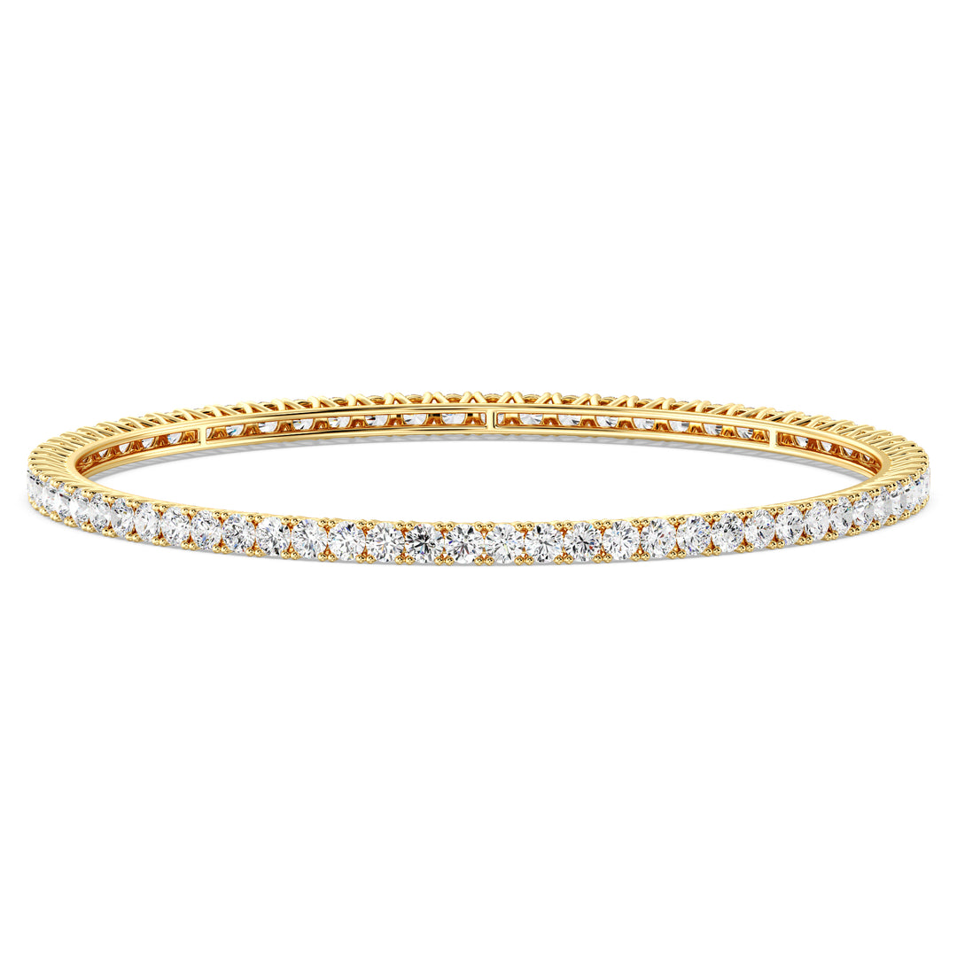 Round Brilliant Lab Grown Diamond Eternity Bangle with Full Circle Design in Yellow Gold
