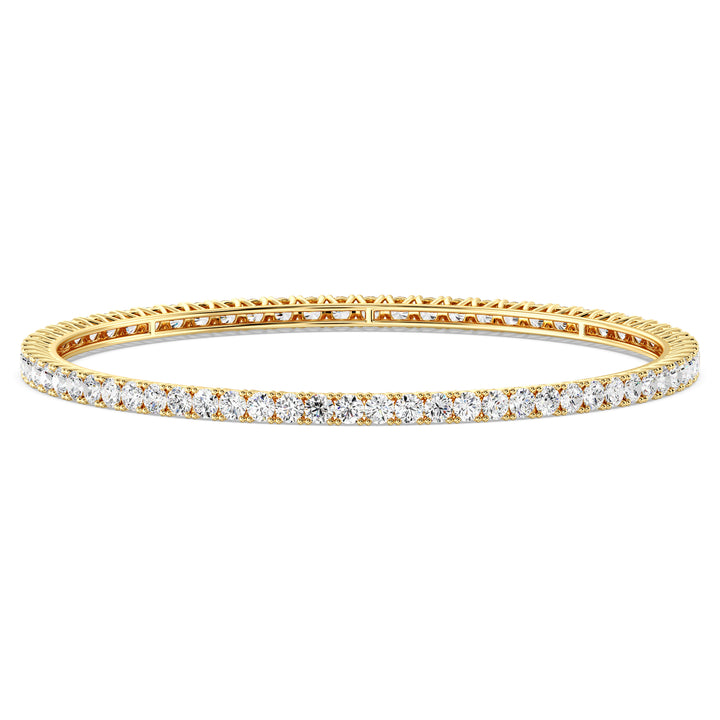 Round Brilliant Lab Grown Diamond Eternity Bangle with Full Circle Design in Yellow Gold