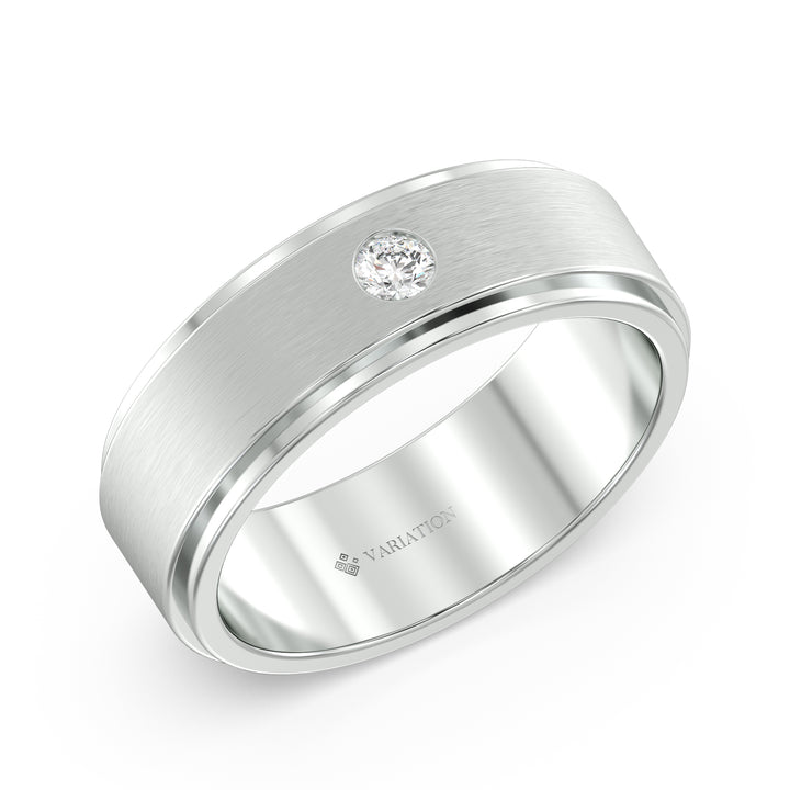 Round Brilliant Lab Grown Diamond Flush Set Platinum Signet Ring with 0.10 Ct Diamond