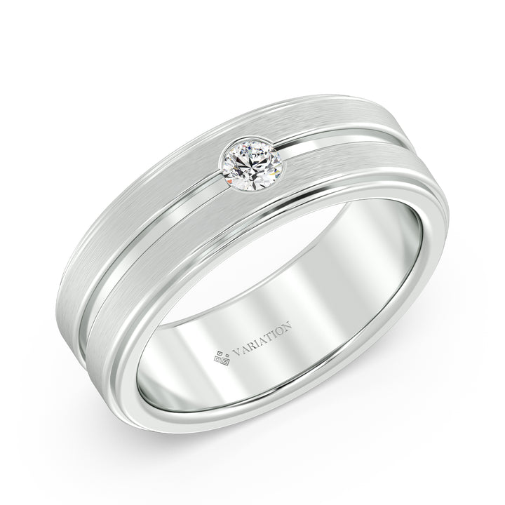 Round Brilliant Lab Grown Diamond Flush Set Platinum Signet Ring with 0.15 Ct Diamond