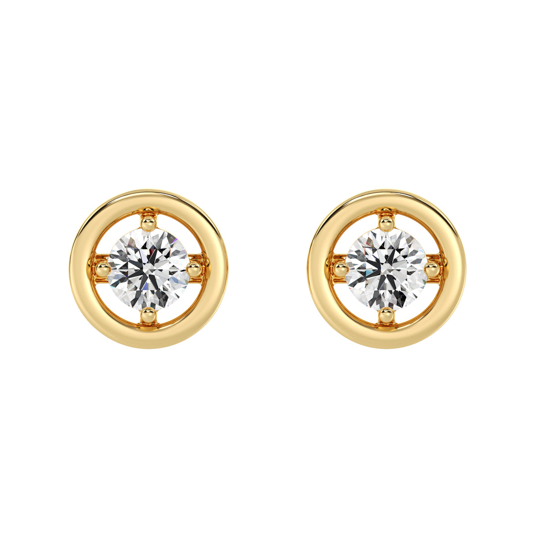 Round Brilliant Lab Grown Diamond Gold Rim Earrings in 18K Yellow Gold