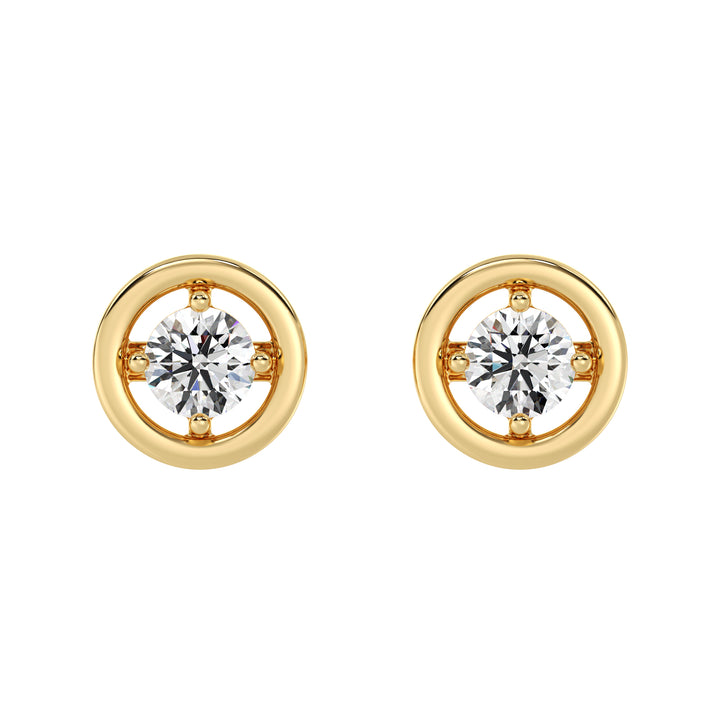 Round Brilliant Lab Grown Diamond Gold Rim Earrings in 18K Yellow Gold