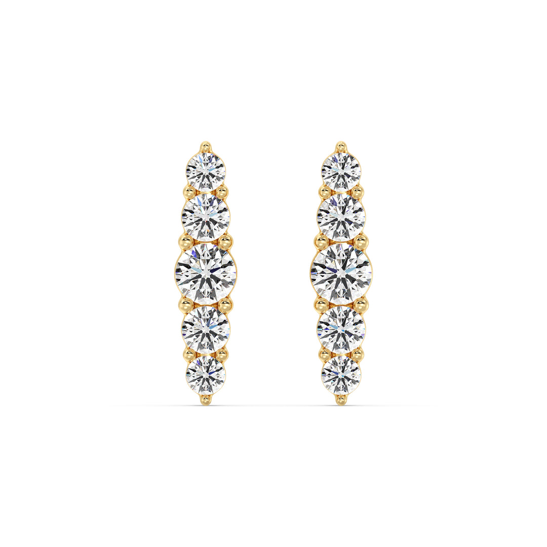 Round Brilliant Lab Grown Diamond Minimal Earrings in 18K Yellow Gold