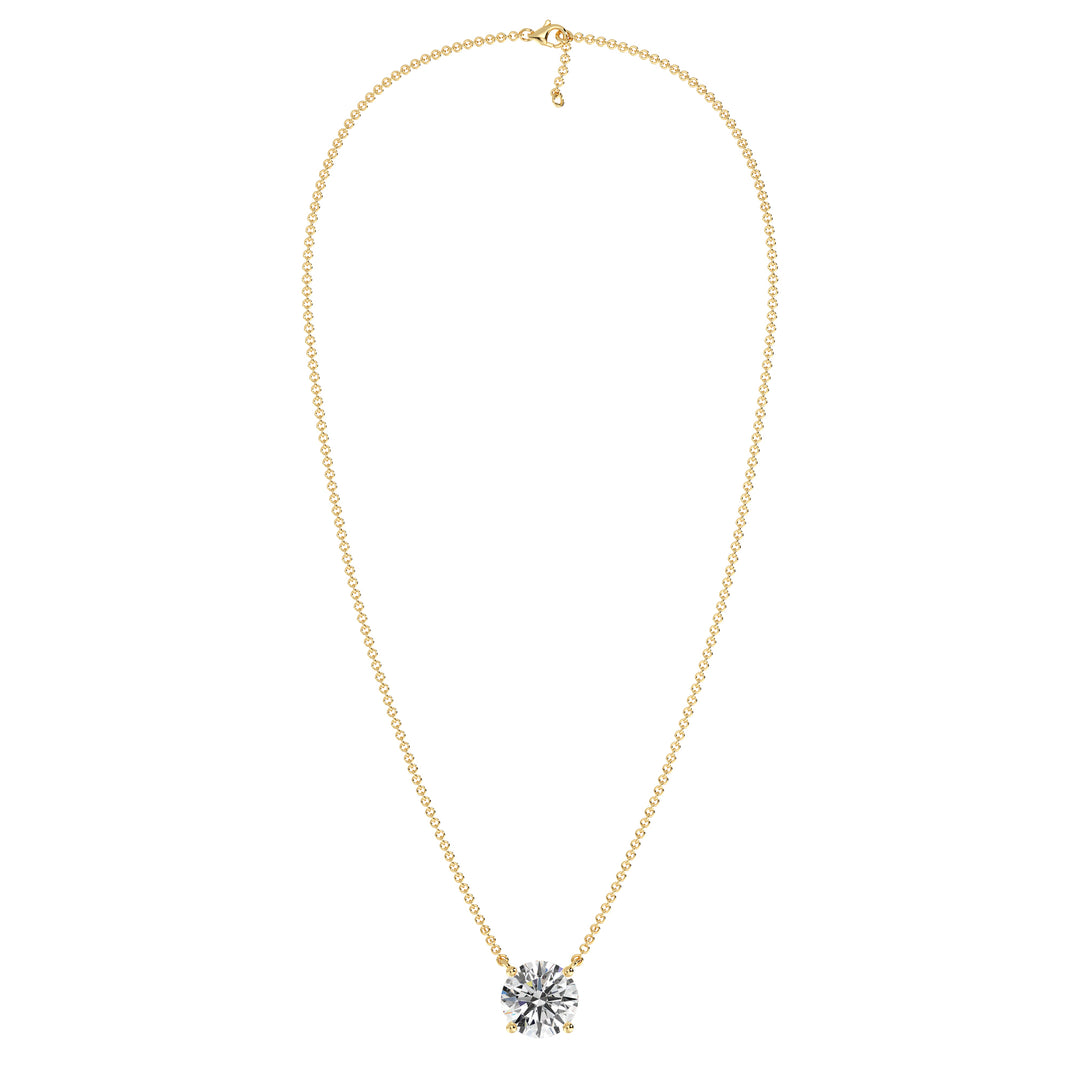 2 Carat Round Brilliant Lab Grown Diamond Necklace in 18K Yellow Gold