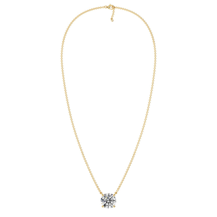 2 Carat Round Brilliant Lab Grown Diamond Necklace in 18K Yellow Gold