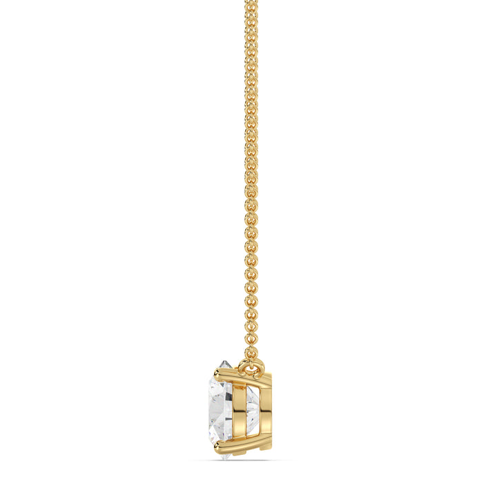 Round Brilliant Lab Grown Diamond Necklace in 18K Yellow Gold Prong Setting