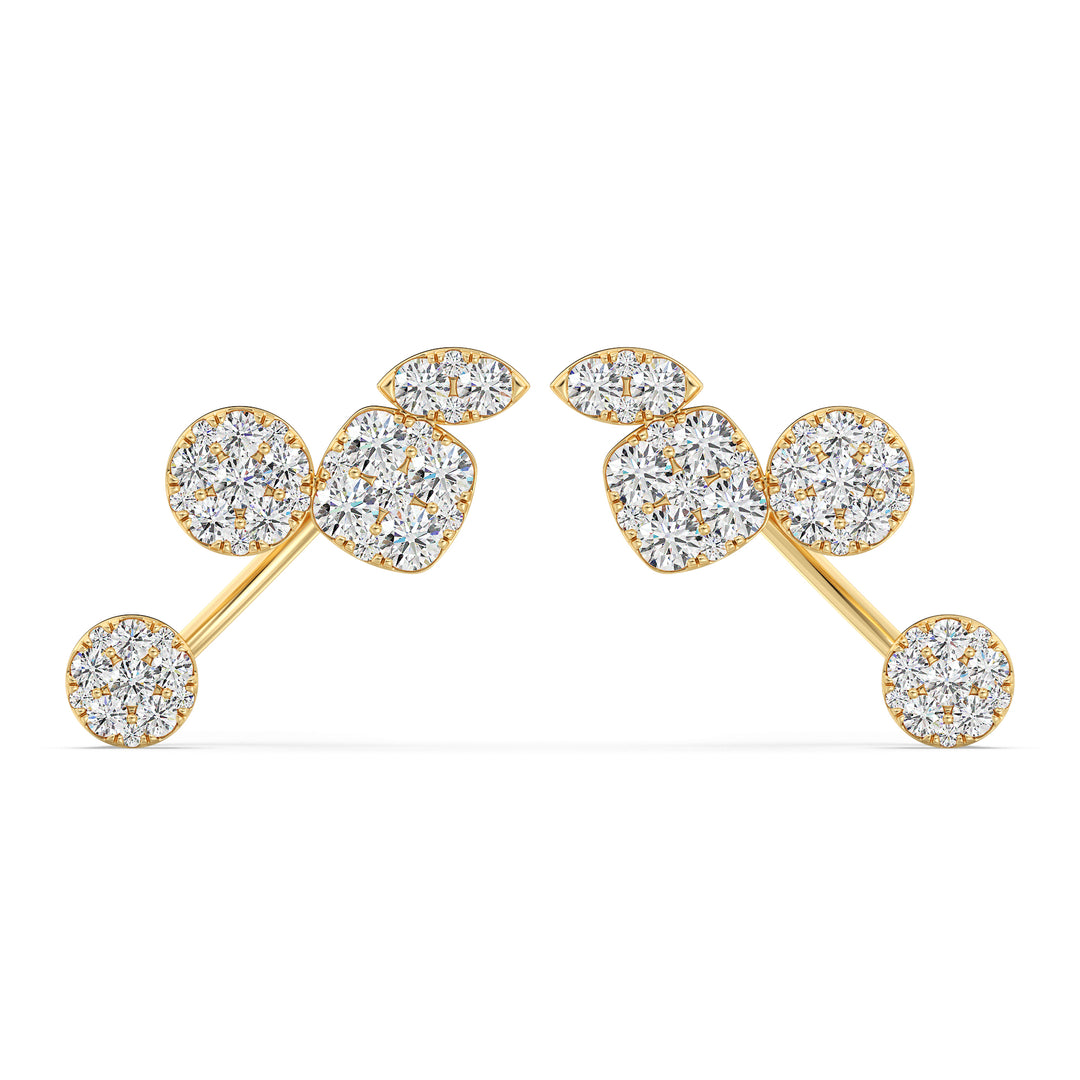 Round Brilliant Lab Grown Diamond Pavé Earrings in 18K Yellow Gold