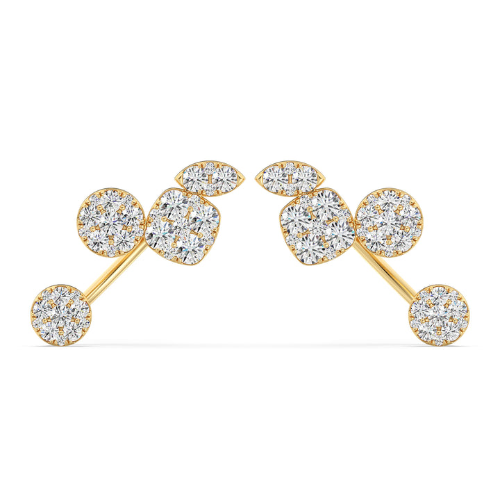 Round Brilliant Lab Grown Diamond Pavé Earrings in 18K Yellow Gold
