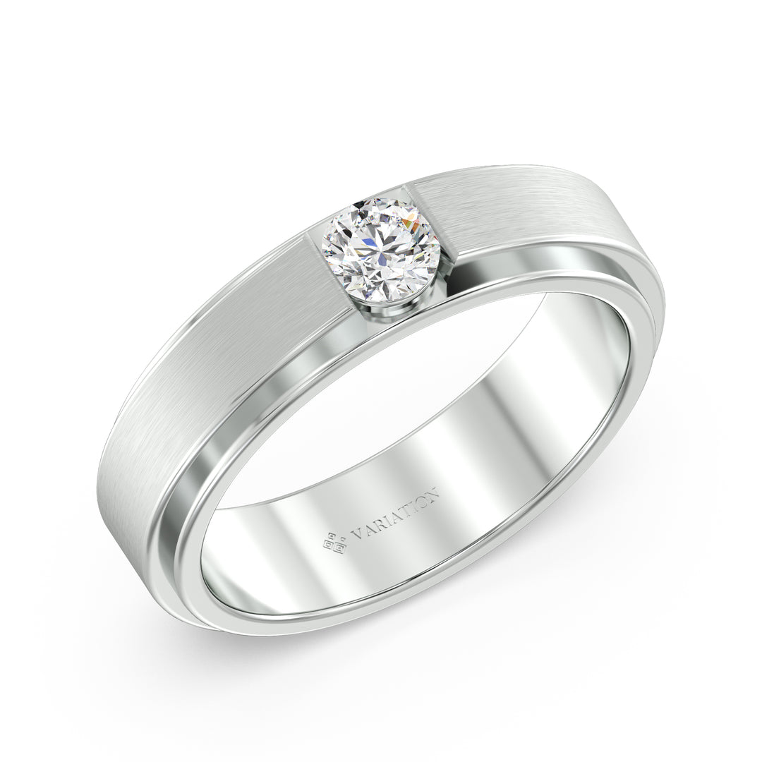 Round Brilliant Lab Grown Diamond Platinum Signet Ring with 0.32 Ct Diamond