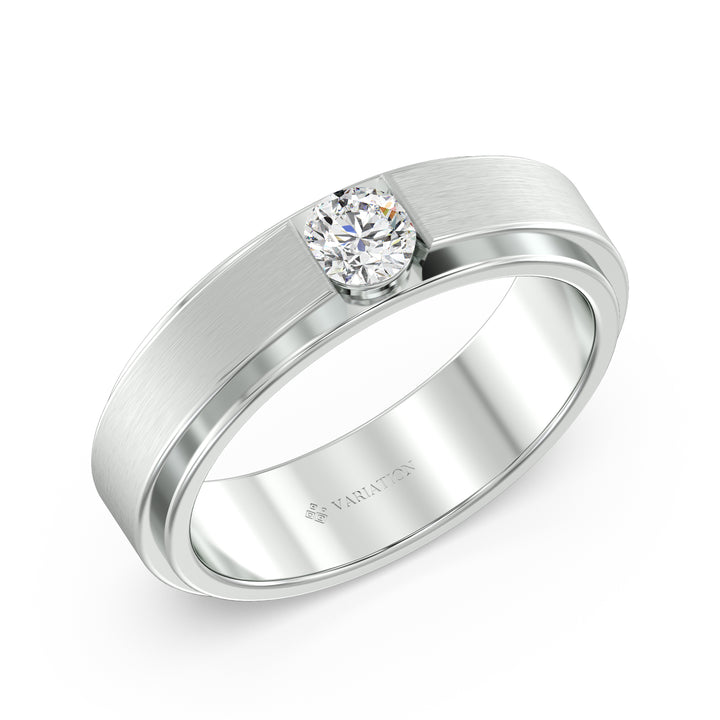 Round Brilliant Lab Grown Diamond Platinum Signet Ring with 0.32 Ct Diamond