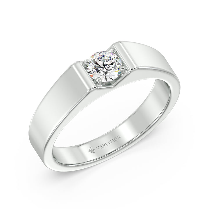 Round Brilliant Lab Grown Diamond Platinum Signet Ring with 0.47 Ct Diamond
