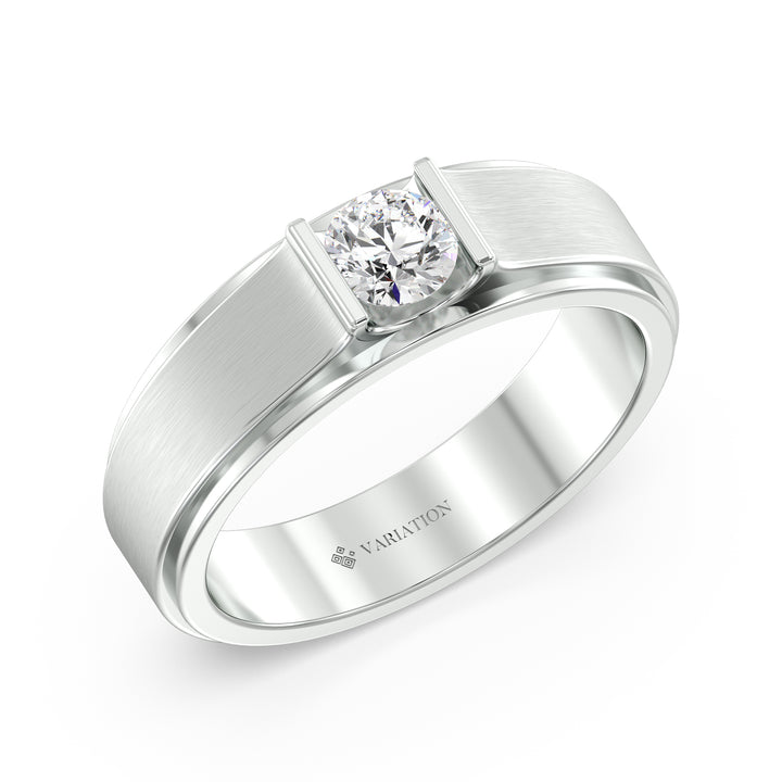 Round Brilliant Lab Grown Diamond Platinum Signet Ring with 0.47 Ct Diamond