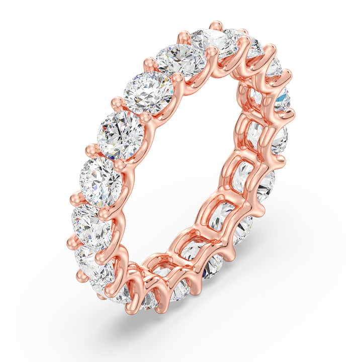 Round Brilliant Cut Lab Grown Diamond Scallop Eternity Band in 18K Rose Gold
