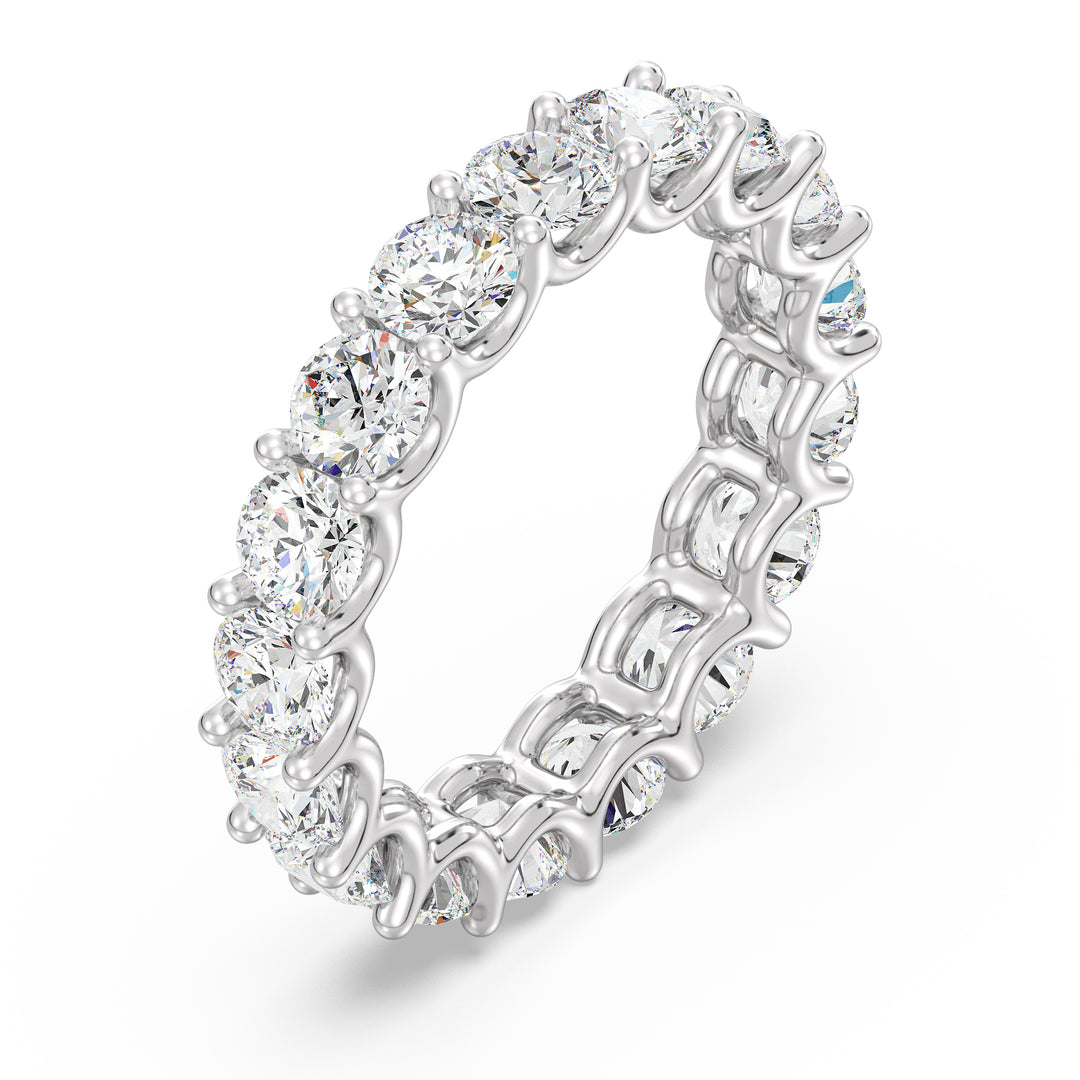 Round Brilliant Cut Lab Grown Diamond Scallop Eternity Band in 18K White Gold