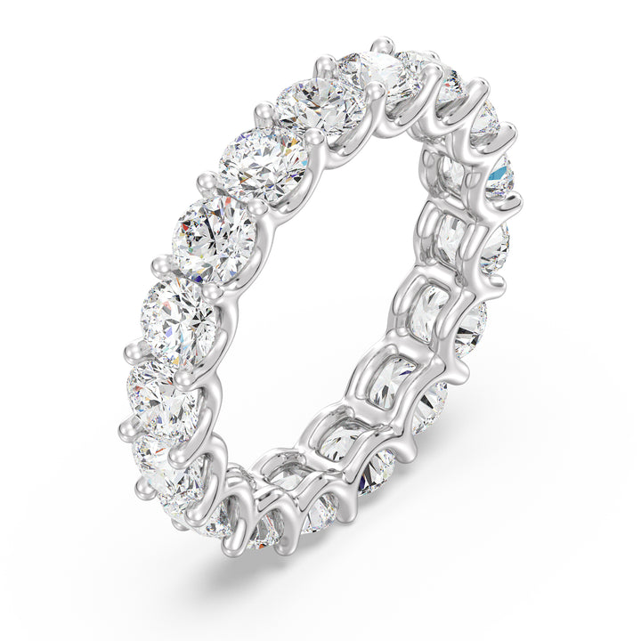 Round Brilliant Cut Lab Grown Diamond Scallop Eternity Band in 18K White Gold