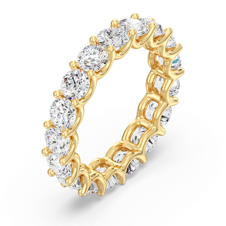 Round Brilliant Cut Lab Grown Diamond Scallop Eternity Band in 18K Yellow Gold