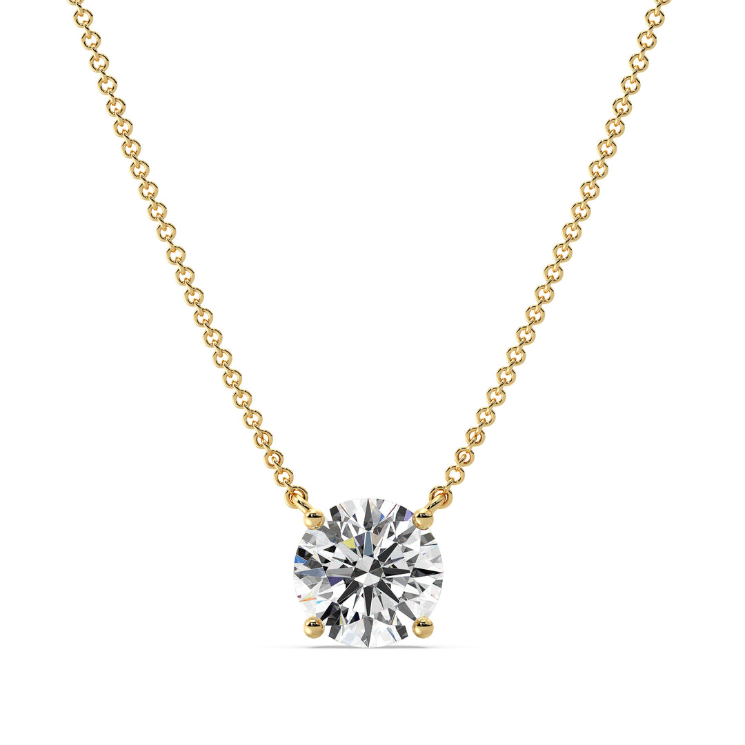 Round Brilliant Lab Grown Diamond Solitaire Necklace in 18K Yellow Gold