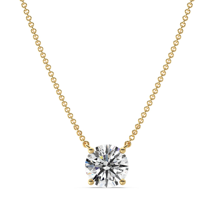 Round Brilliant Lab Grown Diamond Solitaire Necklace in 18K Yellow Gold