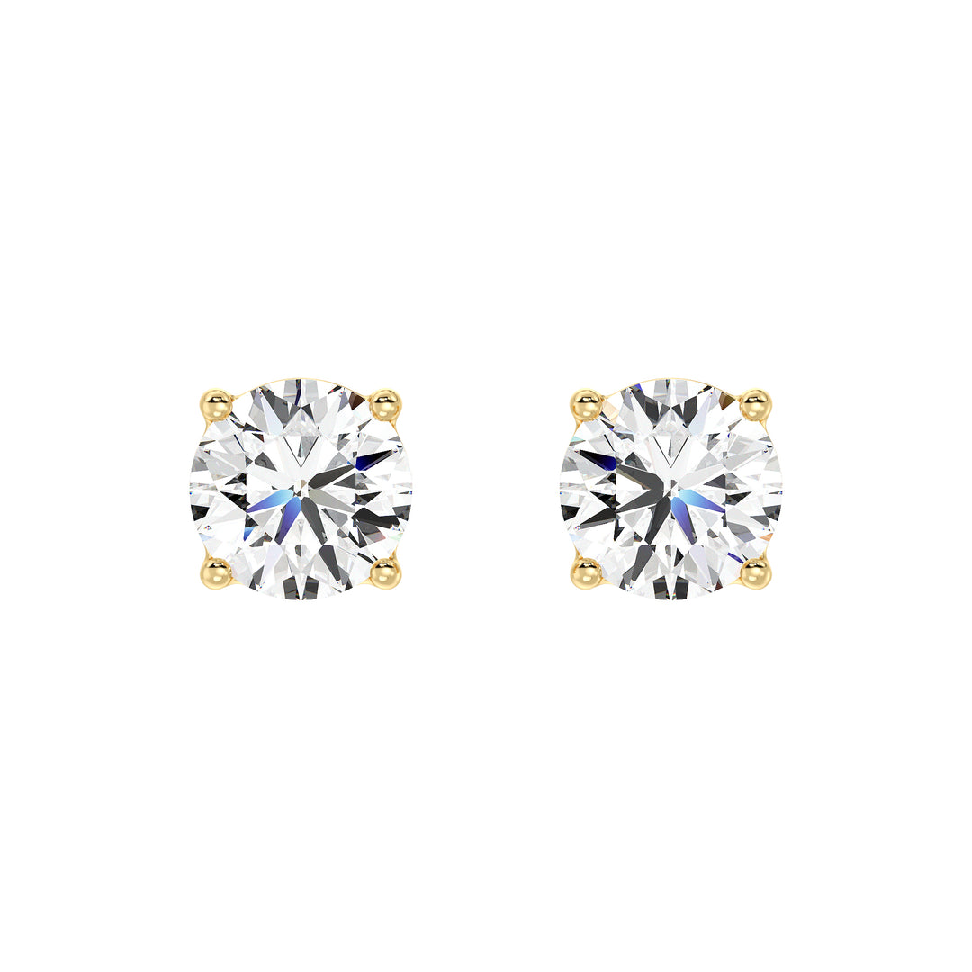 Round Brilliant Lab Grown Diamond Stud Earrings in 18K Yellow Gold