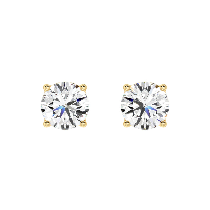 Round Brilliant Lab Grown Diamond Stud Earrings in 18K Yellow Gold