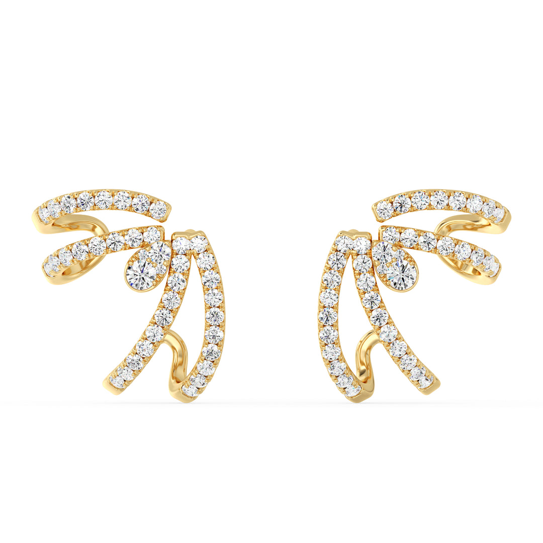 Round Brilliant Lab Grown Diamond Swirl Hoop Earrings in 18K Yellow Gold