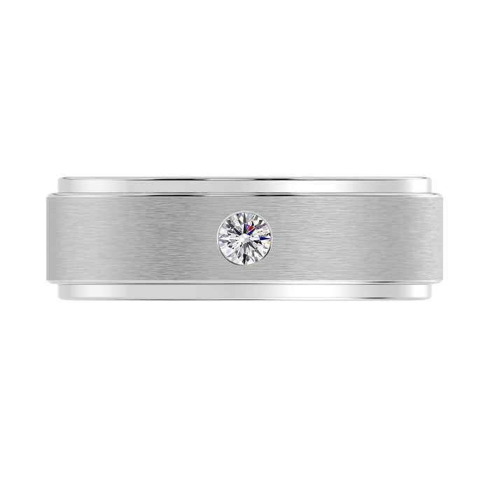 Round Cut Diamond Platinum Ring with Contemporary Wide Band Design