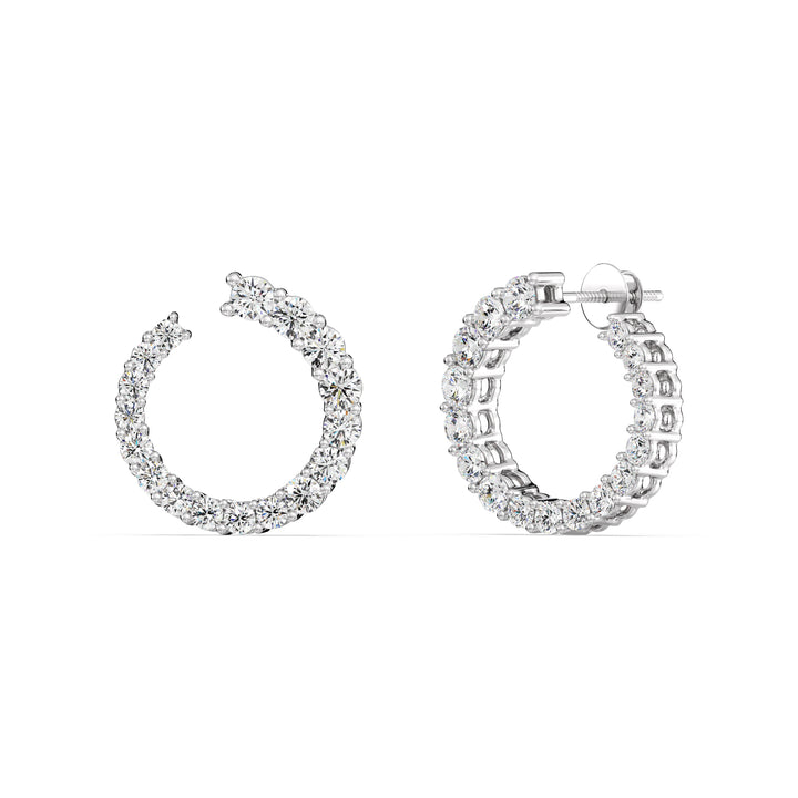 Round Cut Lab Grown Diamond Circle Hoop Earrings in 18K White Gold