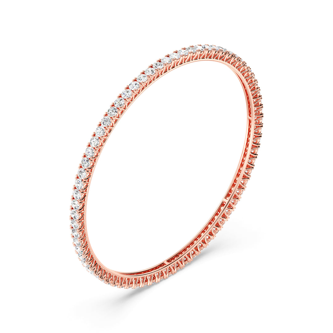 Round Cut Lab Grown Diamond Eternity Bangle 7.09 Ct in 18K Rose Gold