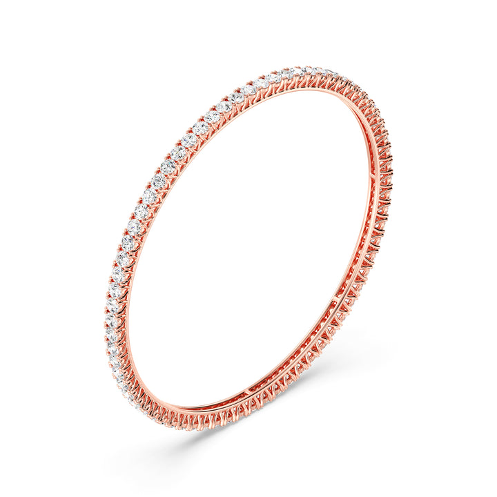 Round Cut Lab Grown Diamond Eternity Bangle 7.09 Ct in 18K Rose Gold