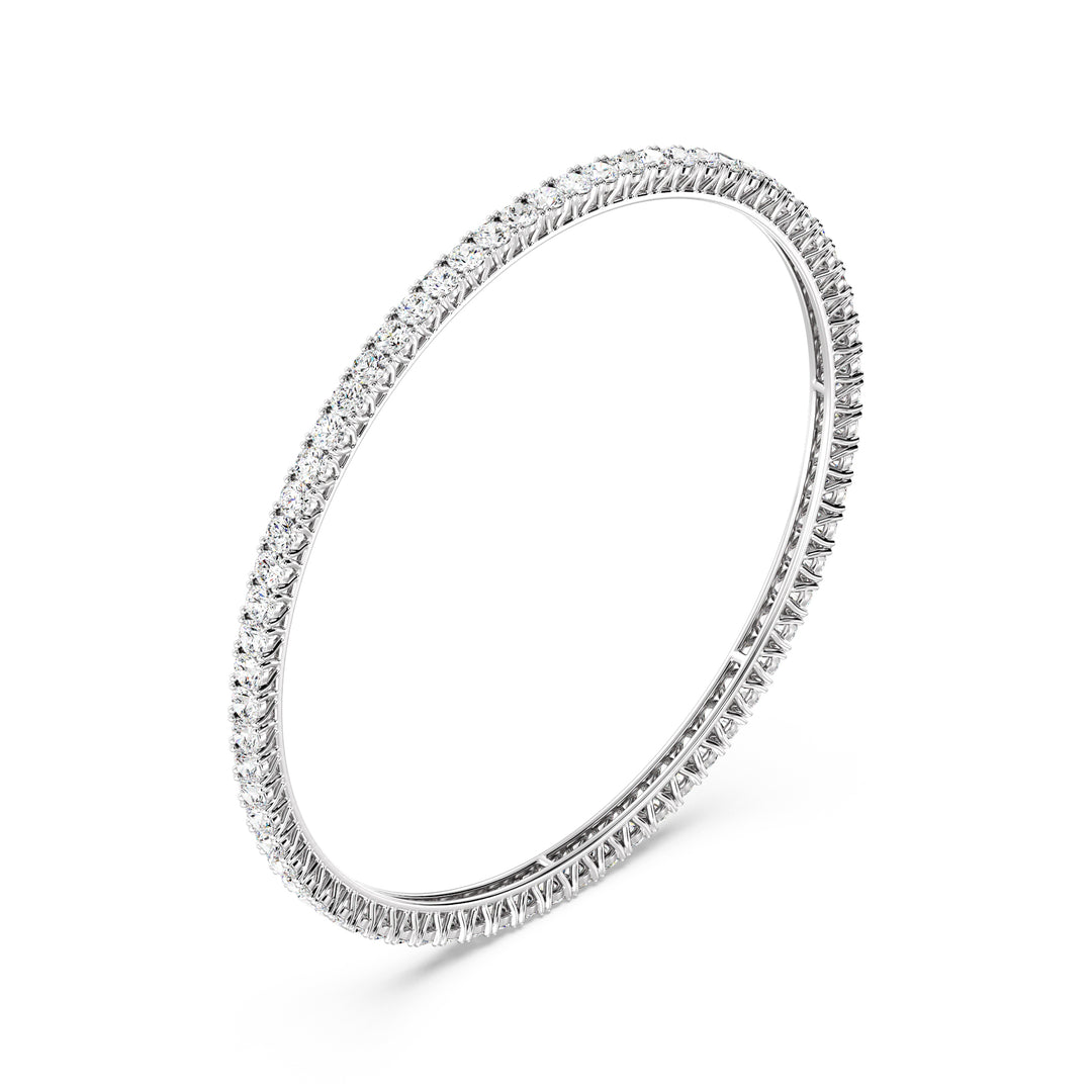 Round Cut Lab Grown Diamond Eternity Bangle 7.09 Ct in 18K White Gold