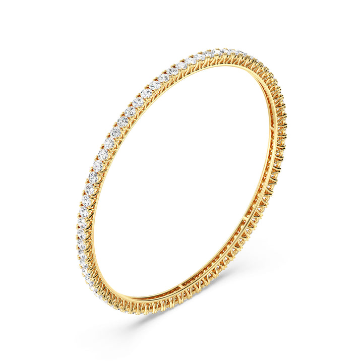 Round Cut Lab Grown Diamond Eternity Bangle 7.09 Ct in 18K Yellow Gold