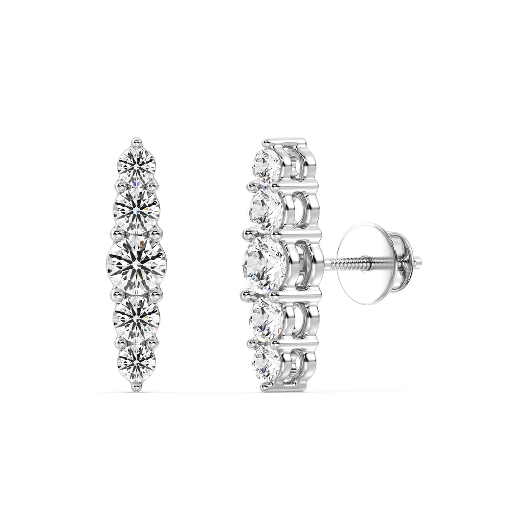 Round Cut Lab Grown Diamond Minimal Stud Earrings in 18K White Gold