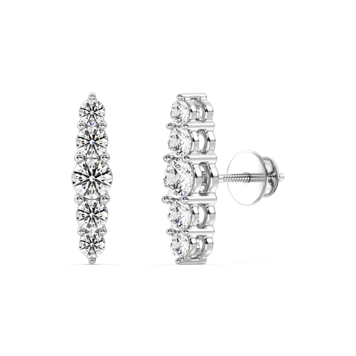 Round Cut Lab Grown Diamond Minimal Stud Earrings in 18K White Gold