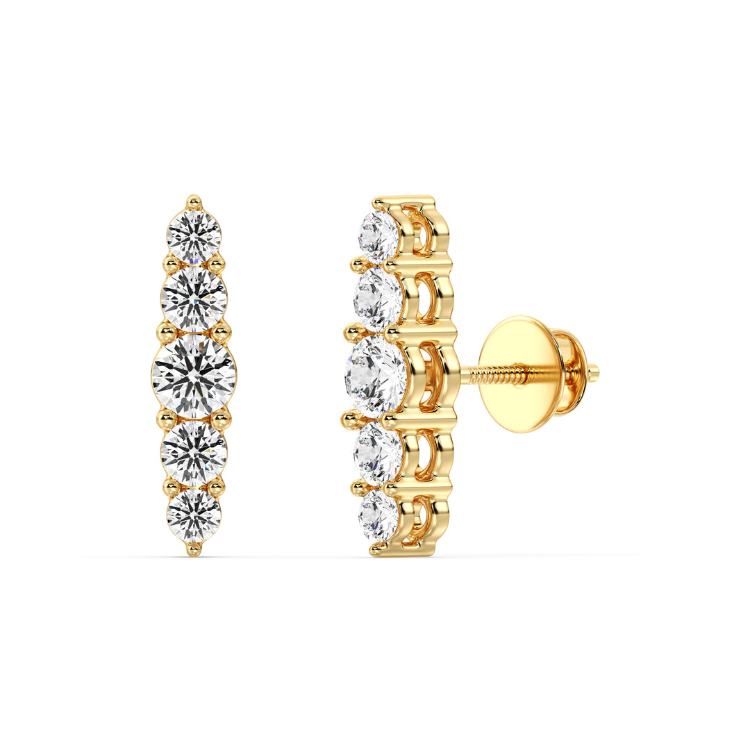 Round Cut Lab Grown Diamond Minimal Stud Earrings in 18K Yellow Gold