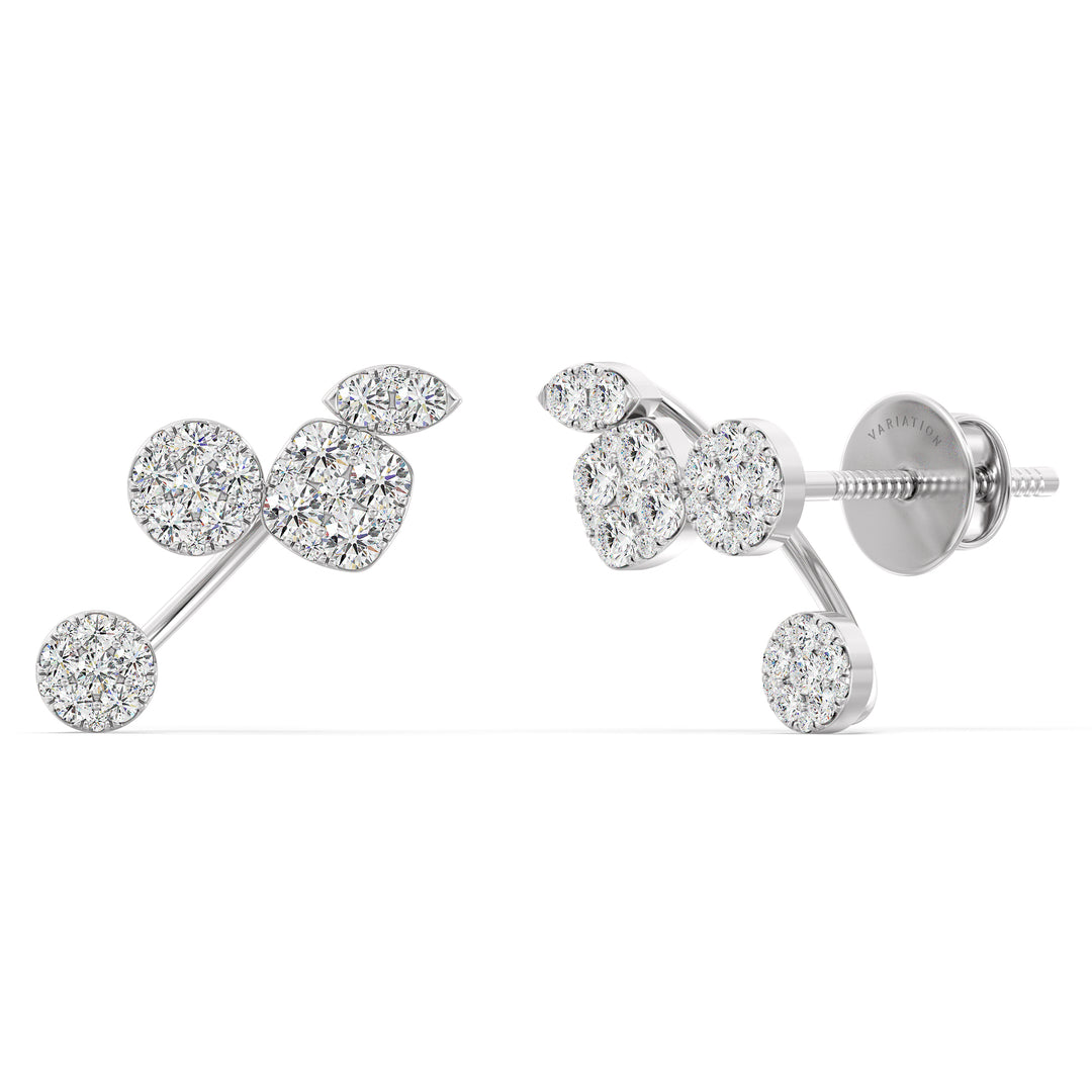Round Cut Lab Grown Diamond Pavé Stud Earrings in 18K White Gold