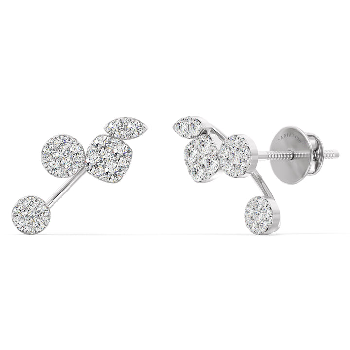 Round Cut Lab Grown Diamond Pavé Stud Earrings in 18K White Gold