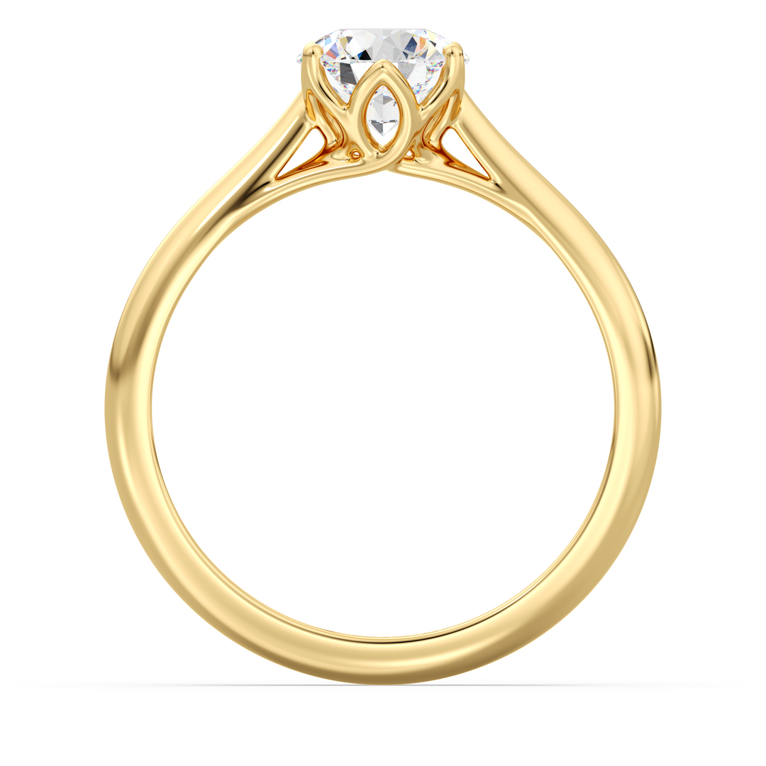Round Cut Lab Grown Diamond Ring with Classic Six Prong Setting in Yellow Gold