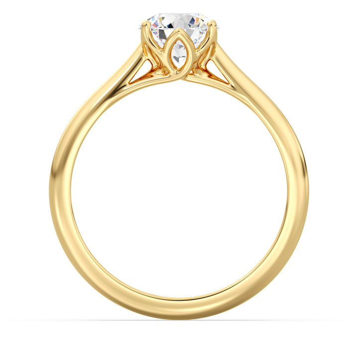 Round Cut Lab Grown Diamond Ring with Classic Six Prong Setting in Yellow Gold