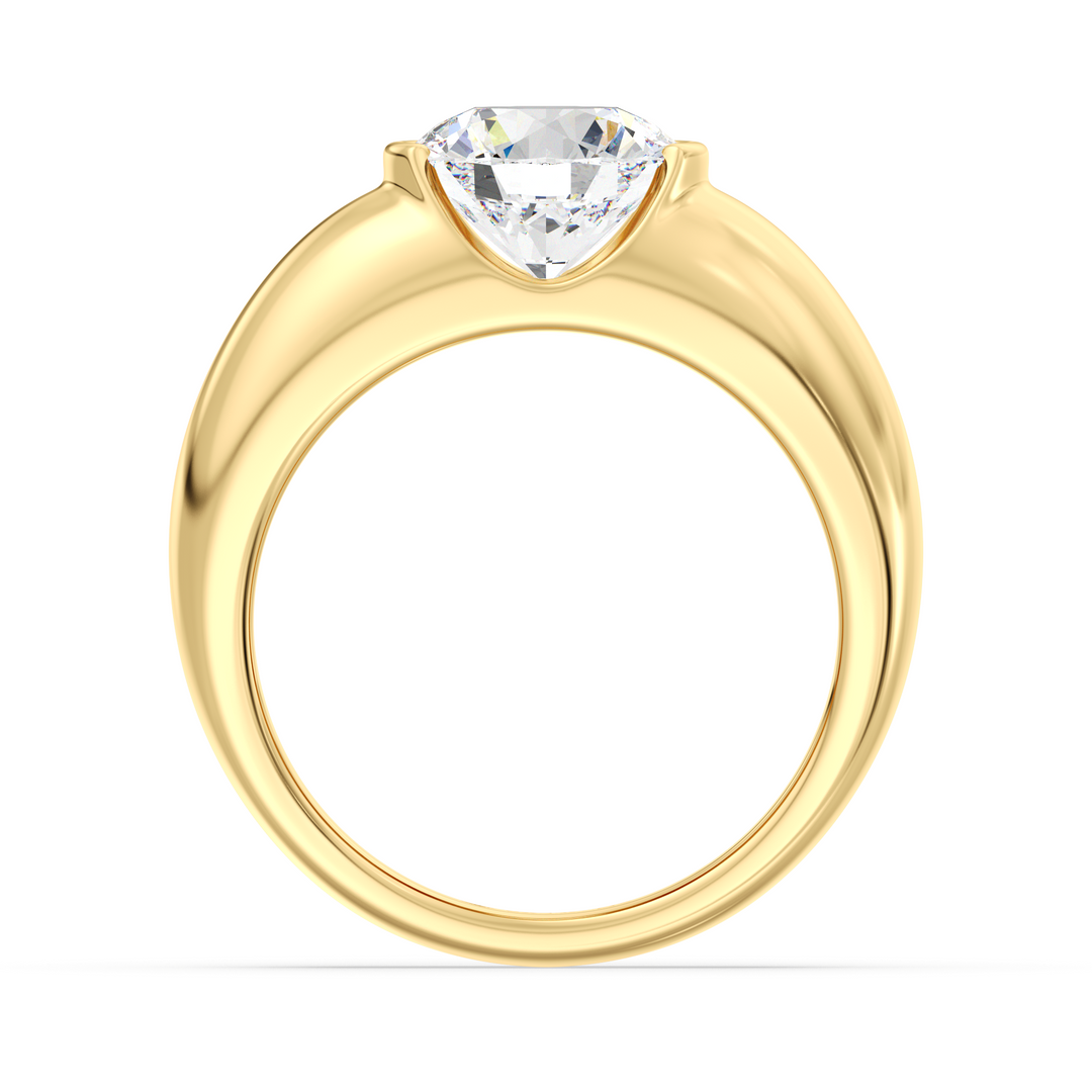Round Cut Lab Grown Diamond Ring with Modern Bezel Setting in Yellow Gold