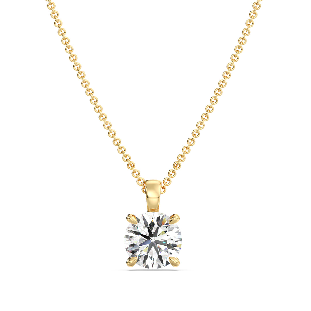 Round Cut Lab Grown Diamond Solitaire Pendant in 18K Yellow Gold