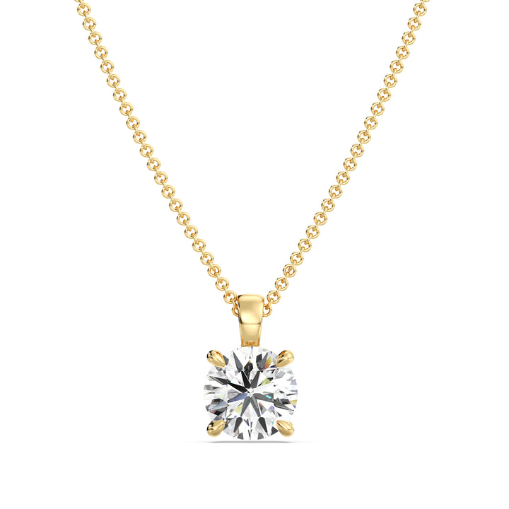 Round Cut Lab Grown Diamond Solitaire Pendant in 18K Yellow Gold