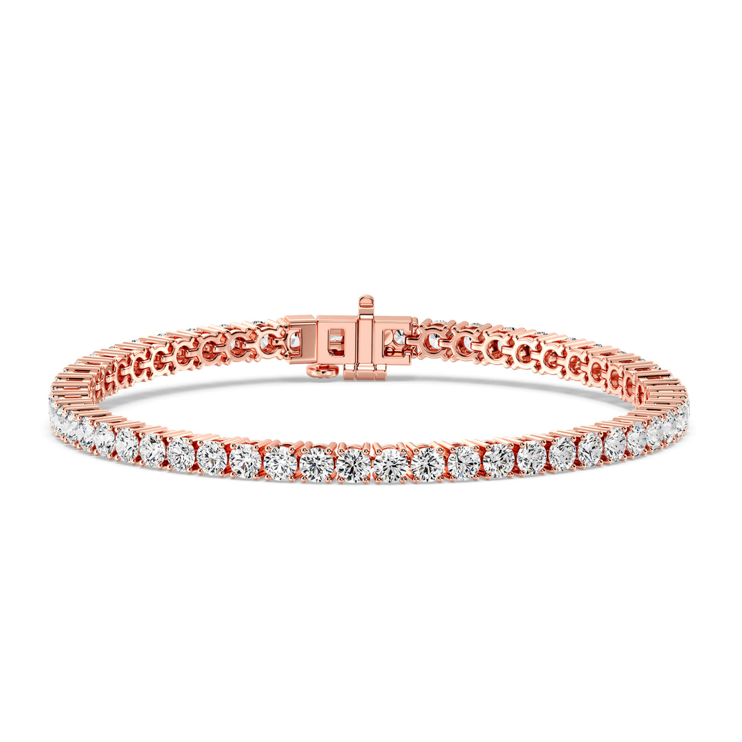 Round Cut Lab Grown Diamond Tennis Bracelet 4.98 Ct in 18K Rose Gold